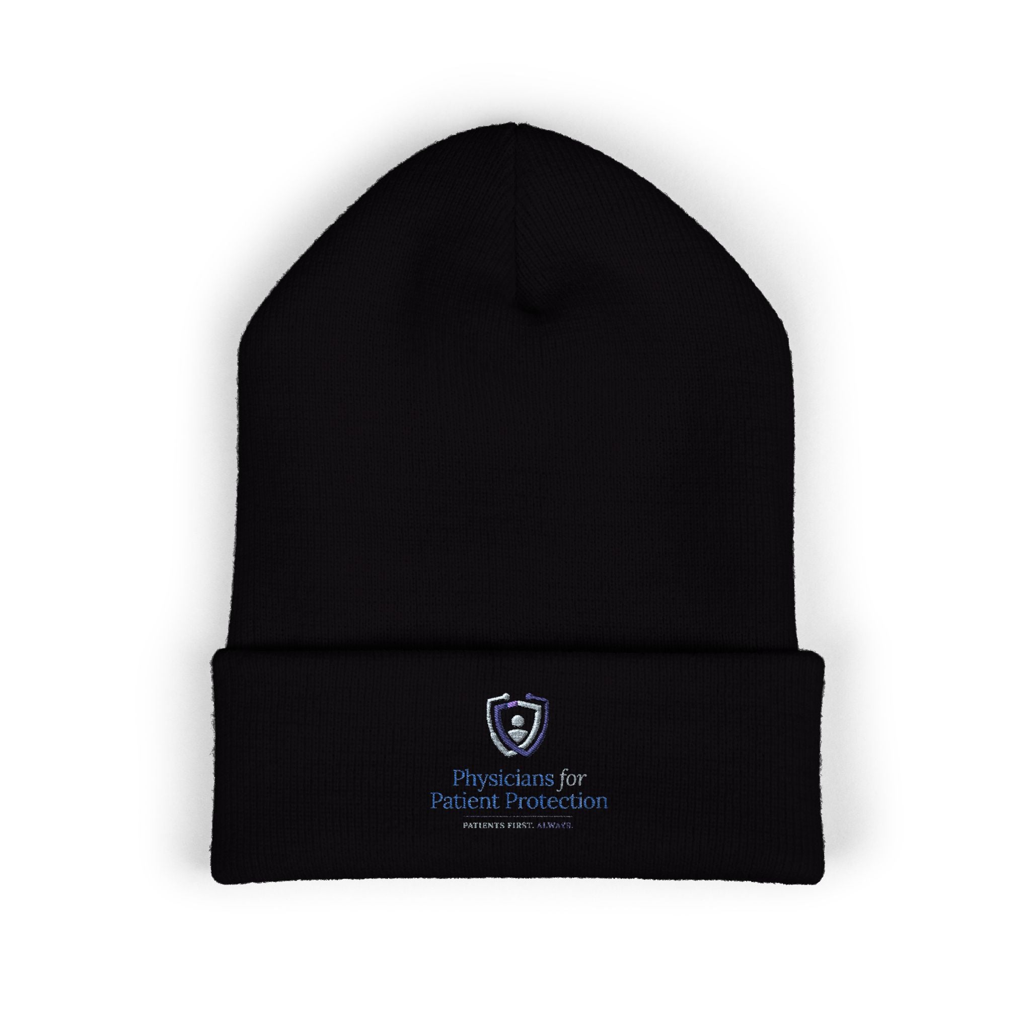 Embroidered Classic Cuffed Beanie – Minimal Crest Logo Winter Hat