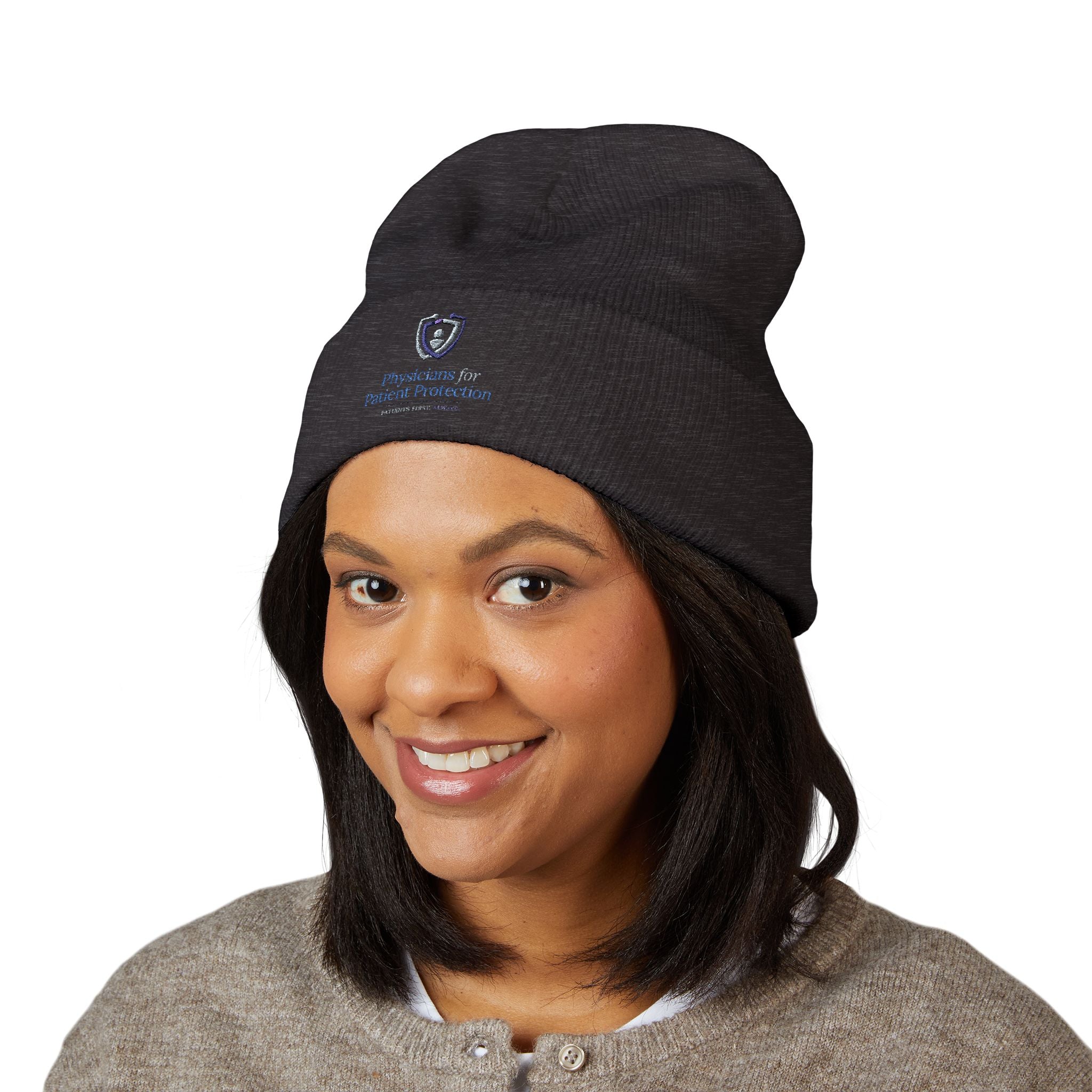 Embroidered Classic Cuffed Beanie – Minimal Crest Logo Winter Hat